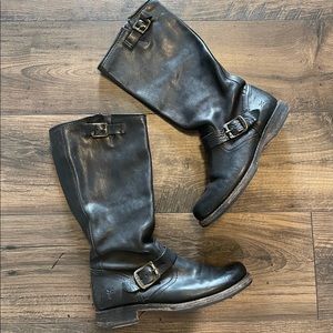 Frye Black Leather Veronica Slouch Boots Size 8